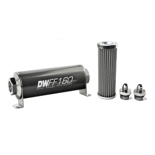 Picture of DeatschWerks Stainless Steel 6AN 100 Micron Universal Inline Fuel Filter Housing Kit (160mm)