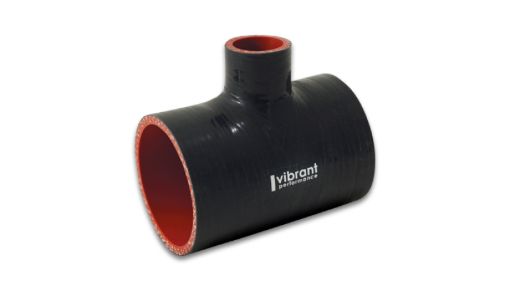 Picture of Vibrant 4 Ply Reinforced Silicone T Adapter - 3in Outlet ID x 4in OAL x 1in Branch ID (BLACK)