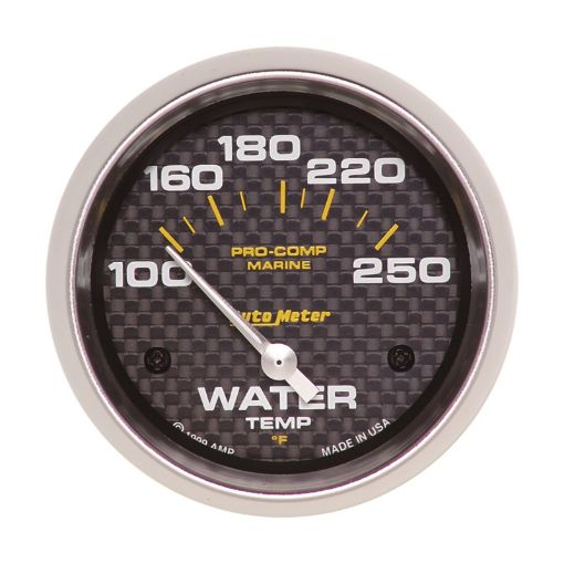 Picture of Autometer Marine Carbon Fiber 2 - 58in Electric Water Temperature Gauge 100 - 250 Deg F