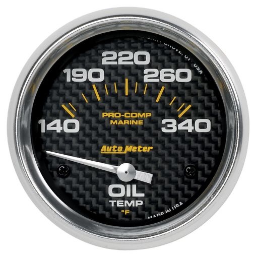 Picture of Autometer Marine Carbon Fiber Electric Oil Temperature Gauge 2 - 58in 140 - 300 Deg F