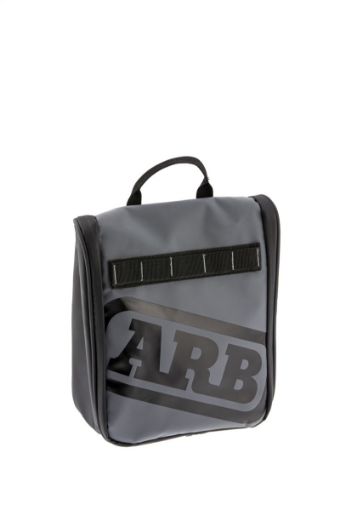 Picture of ARB Toiletries Bag Charcoal Finish w Red Highlights PVC Outer Shell Mesh Pockets Mirror