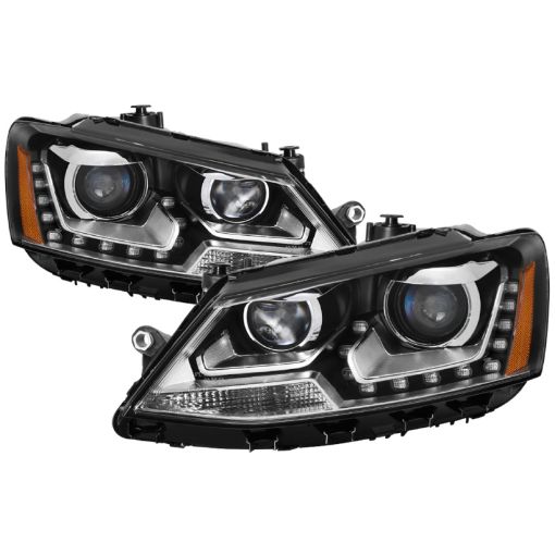 Picture of xTune Volkswagen Jetta 11 - 14 Halogen Model Only DRL Projector Headlights - Black PRO - JH - VJ11 - DRL - BK