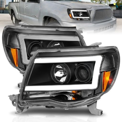 Picture of ANZO 05 - 09 Toyota Tacoma Projector Light Bar Style Headlights w C Light Bar