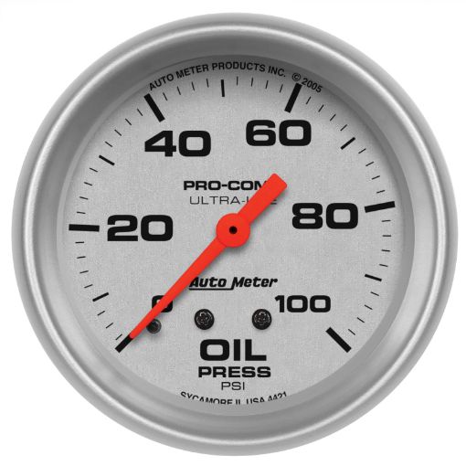 Picture of Autometer Ultra - Lite 66.7mm Mechanical 0 - 100 PSI Oil Pressure Gauge