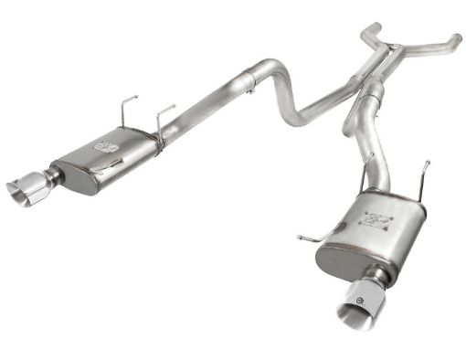 Picture of aFe MACHForce XP Cat - Back Exhaust 3in SS w Polished Tips 11 - 14 Ford Mustang GT V8 5.0L