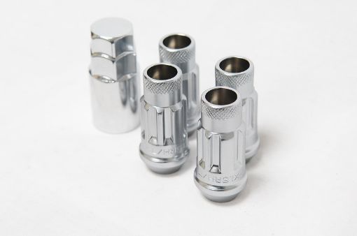 Picture of Wheel Mate 12x1.25 48mm Muteki SR48 Silver Open End Locking Lug Nut - Set of 4