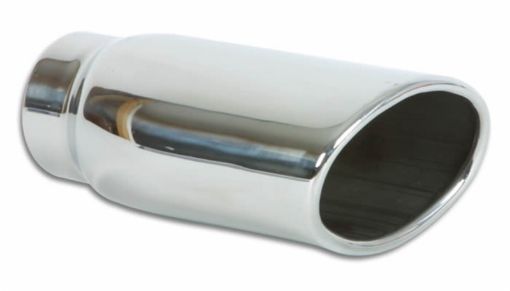 Picture of Vibrant 4.5in x 3in Oval SS Exhaust Tip (Single Wall Angle Cut Rolled Edge)