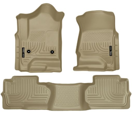 Picture of Husky Liners 14 Chevrolet SilveradoGMC Sierra Dbl Cab WeatherBeater Tan Front2nd Seat Floor Liners