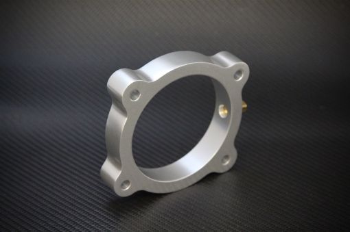 Picture of Torque Solution Throttle Body Spacer (Silver) Hyundai Genesis V6 3.8L 2013
