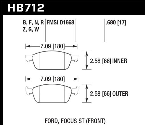 Picture of Hawk 13 Ford Focus HP Front Street Brake Pads
