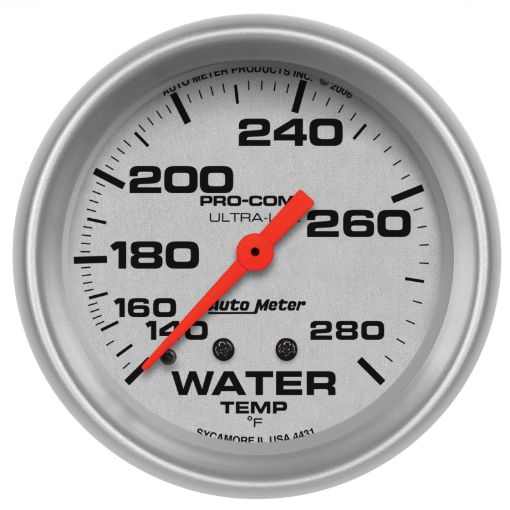 Picture of Autometer Ultra - Lite 66.7mm 140 - 280 Deg F Mechanical Water Temperature Gauge - White