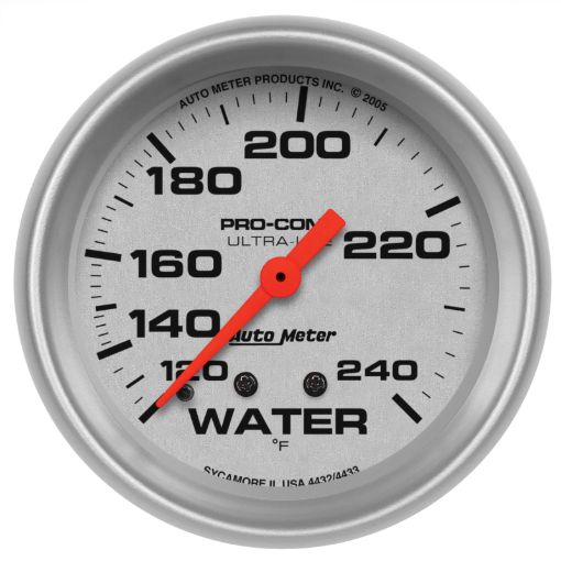 Picture of Autometer Ultra - Lite 66.7mm 120 - 240 Deg F Mechanical Water Temperature Gauge - White