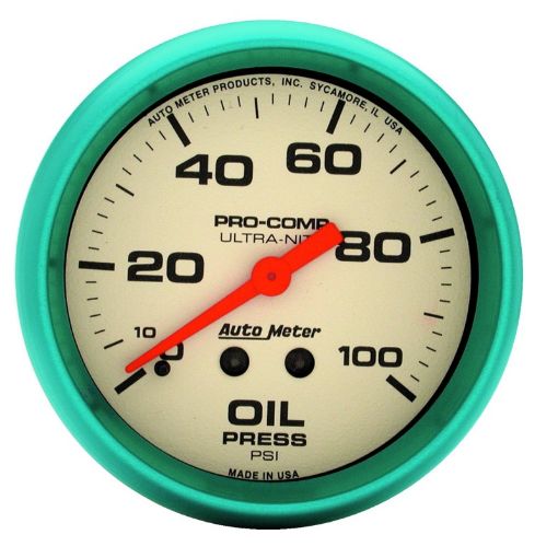 Picture of Autometer Ultra - Nite 66.7mm 0 - 100 PSI Mechanical Oil Pressure Gauge