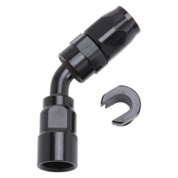 Picture of Russell Performance 38in SAE Quick Disc Female to - 6 Hose Black 45 Degree Hose End