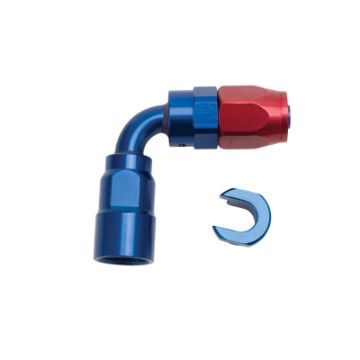 Picture of Russell Performance 38in SAE Quick Disc Female to - 6 Hose RedBlue 90 Degree Hose End