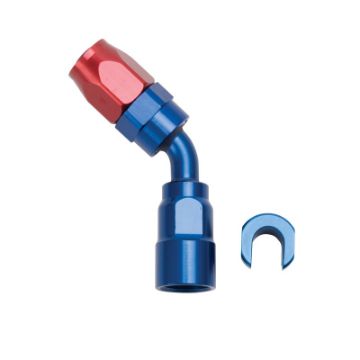 Picture of Russell Performance 516in SAE Quick Disc Female to - 6 Hose RedBlue 45 Degree Hose End