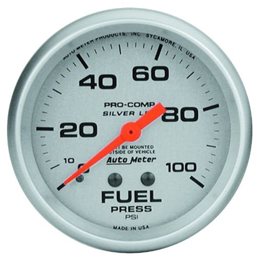 Picture of Autometer 66.7mm METRIC 0 - 100 PSI Fuel Pressure Liquid Filled Mechanical Silver Gauge