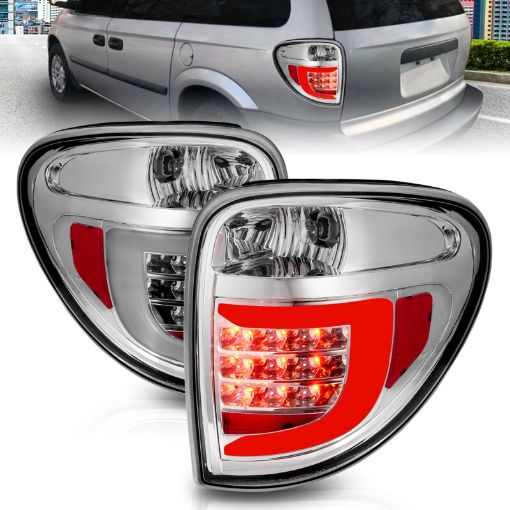 Picture of ANZO 2004 - 2007 Dodge Grand Caravan LED Tail Lights w Light Bar Chrome Housing Clear Lens