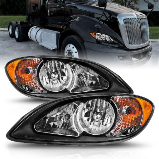 Picture of ANZO 2008 - 2016 International Prostar Crystal Headlights Black Housing (OE Replacement)
