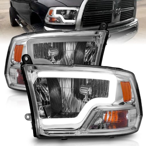 Picture of ANZO 2009 - 2018 Dodge Ram 1500 2500 3500 Crystal Headlights w Light Bar Chrome Housing