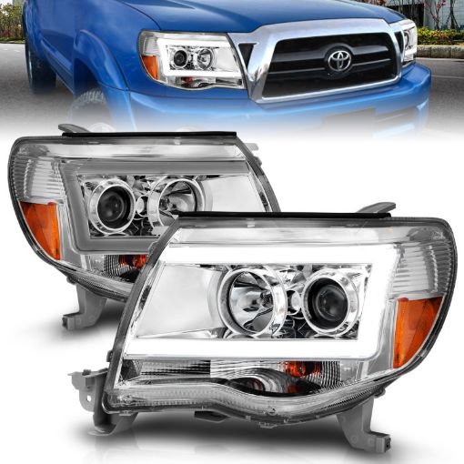 Picture of ANZO 2005 - 2011 Toyota Tacoma Projector Headlights w Light Bar Chrome Housing