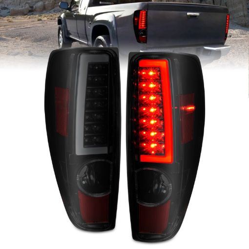 Picture of ANZO 2004 - 2012 Chevrolet Colorado GMC Canyon LED Tail Lights w Light Bar Black Housing Smoke Lens