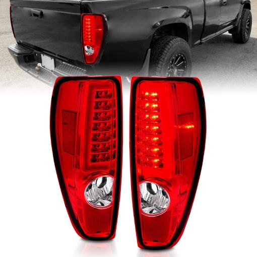Picture of ANZO 2004 - 2012 Chevrolet Colorado GMC Canyon LED Tail Lights w Light Bar Chrome Housing RedClear