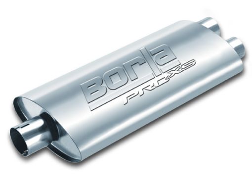 Picture of Borla Universal CenterDual Oval 3in In 2.5in Out 19in x 4in x 9.5in Notched PRO - XS Muffler