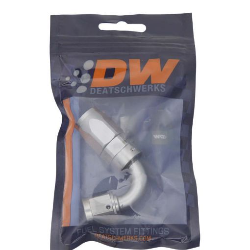 Picture of DeatschWerks 6AN Female Swivel 120 - Degree Hose End CPE - Anodized DW Titanium