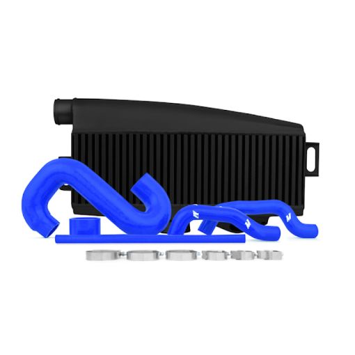 Picture of Mishimoto Subaru 02 - 07 WRX04 - 07 STi Top - Mount Intercooler Kit - Powder Coated Black Blue Hoses