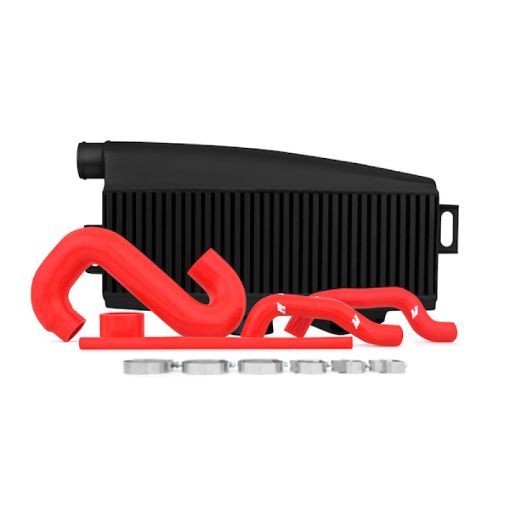 Picture of Mishimoto Subaru 02 - 07 WRX04 - 07 STi Top - Mount Intercooler Kit - Powder Coated Black Red Hoses