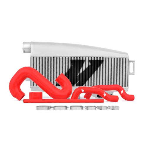 Picture of Mishimoto Subaru 02 - 07 WRX04 - 07 STi Top - Mount Intercooler Kit - Powder Coated Silver Red Hoses