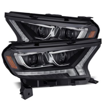 Picture of AlphaRex 19 - 21 Ford Ranger LUXX LED Proj Headlights Plank Style Black wSeq SignalDRL
