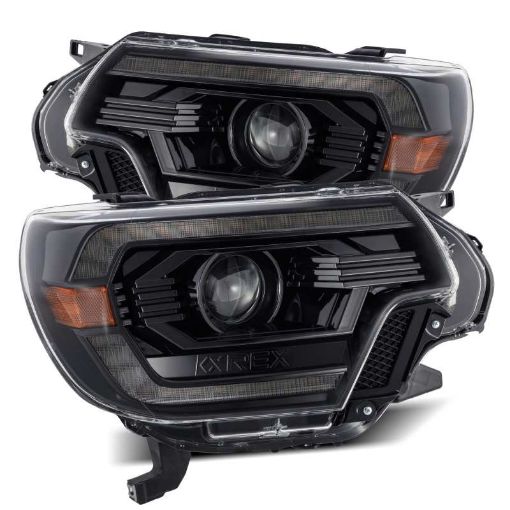 Picture of AlphaRex 12 - 15 Toyota Tacoma LUXX LED Projector Headlights Plank Style Alpha Black wDRL