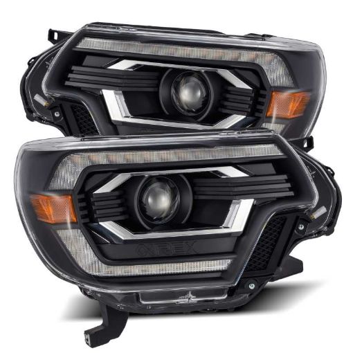 Picture of AlphaRex 12 - 15 Toyota Tacoma LUXX LED Projector Headlights Plank Style Black wDRL