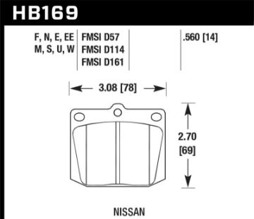 Picture of Hawk Nissan 810240Z260Z280Z620 Toyota CoronaCressidaCrownPU HT - 10 Front Race Brake Pads