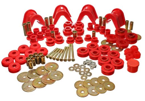 Picture of Energy Suspension 66 - 77 Ford Bronco 4WD (w 4 Deg C - Bushings) Red Hyper - Flex Master Bushing Set