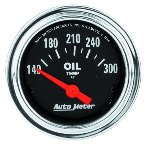 Picture of Autometer Traditional Chrome 52mm 140 - 300 Degree F Short Sweep Electrical Oil Temperature Gauge