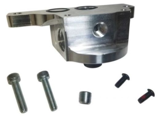 Picture of Moroso GM LS Oil Filter Adapter - Spin On - External Input Inlet - Outbound Rail