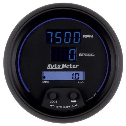 Picture of Autometer 85.7mm Black Digital 8000rpm160mph or 260kmph Electric TachometerSpeedometer Combo