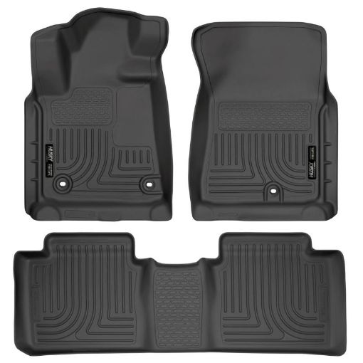 Picture of Husky Liners 2014 Toyota Tundra Double Cab Pickup WeatherBeater Black Front 2nd Seat Floor Liners