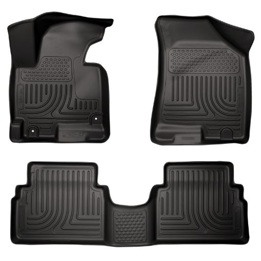 Picture of Husky Liners 2014 Kia Sportage wRetain Hooks WeatherBeater Combo Front 2nd Row Black Floor Liners