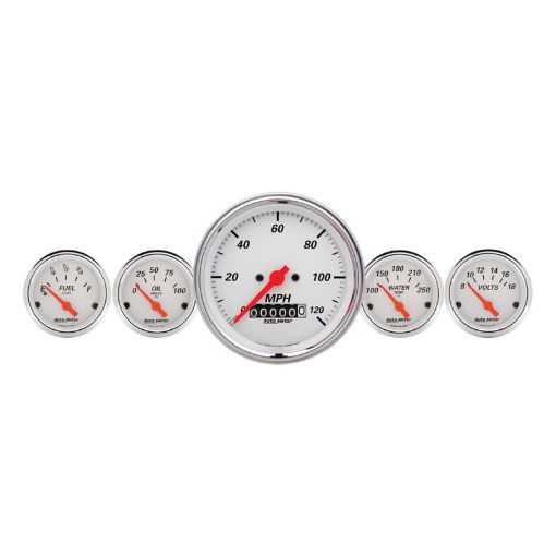 Picture of Autometer Arctic White 3 - 38in Electric Speedometer with Wheel Odometer 2 - 116in Oil Pressure