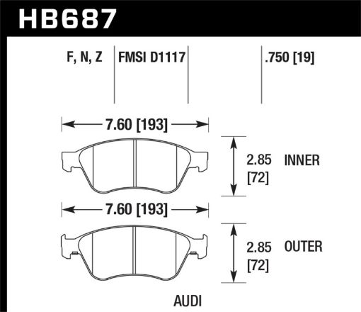 Picture of Hawk 04 - 10 Audi A8 Quattro 07 - 11 S6 07 - 10 S8 HP Plus Front Street Brake Pads