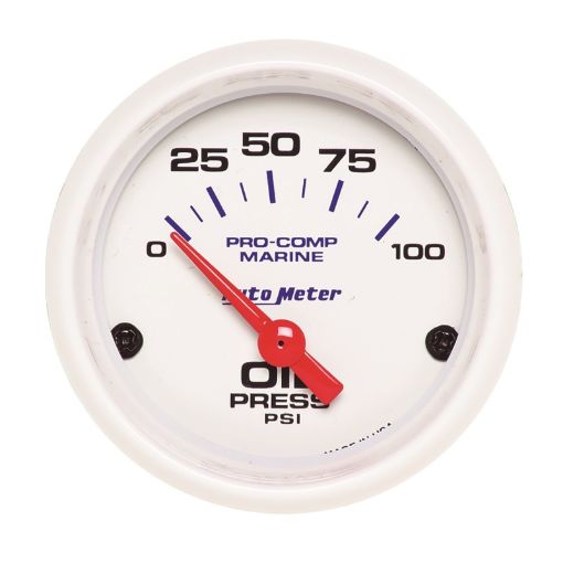 Picture of Autometer Ultra - Lite 2 - 116in Electric 100 PSI Oil Pressure Gauge Marine White