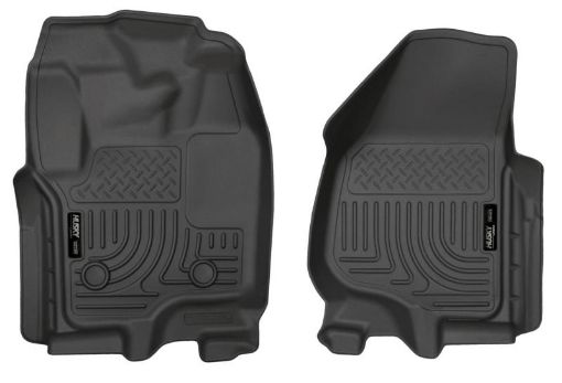 Picture of Husky Liners 12 - 15 Ford Super Duty Crew Extended Cab WeatherBeater Front Row Black Floor Liners