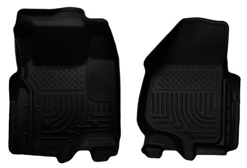 Picture of Husky Liners 11 - 12 Ford Super Duty Crew Extended Cab WeatherBeater Front Row Black Floor Liners