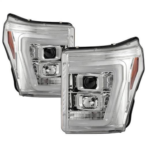 Picture of Spyder Ford F250350450 11 - 16 V2 High - Power LED Headlights - White Light Bar - Chrome PRO - YD - FS11V2PL - C