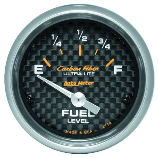 Picture of Autometer Carbon Fiber 52mm 0E - 90F Short Sweep Electronic Fuel Level Gauge