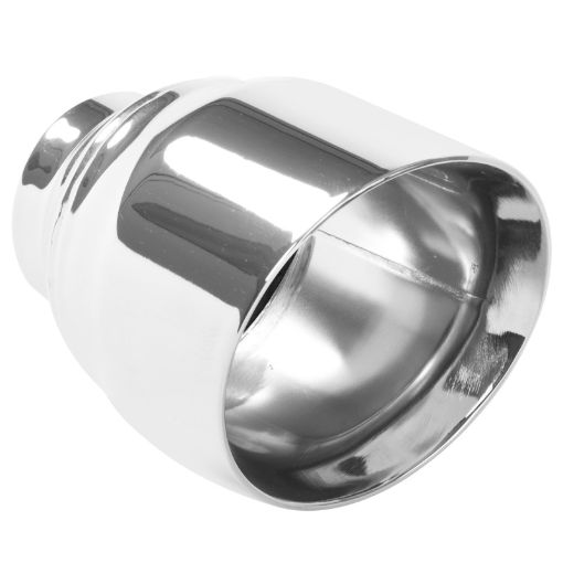 Picture of MagnaFlow Tip Stainless Double Wall Round Single Outlet Polished 4.5in DIA 2.5in Inlet 5.75in Length